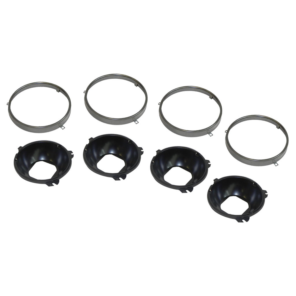 1964-72 GM 5-3/4" Headlight Buckets & Retainer Rings 8pc
