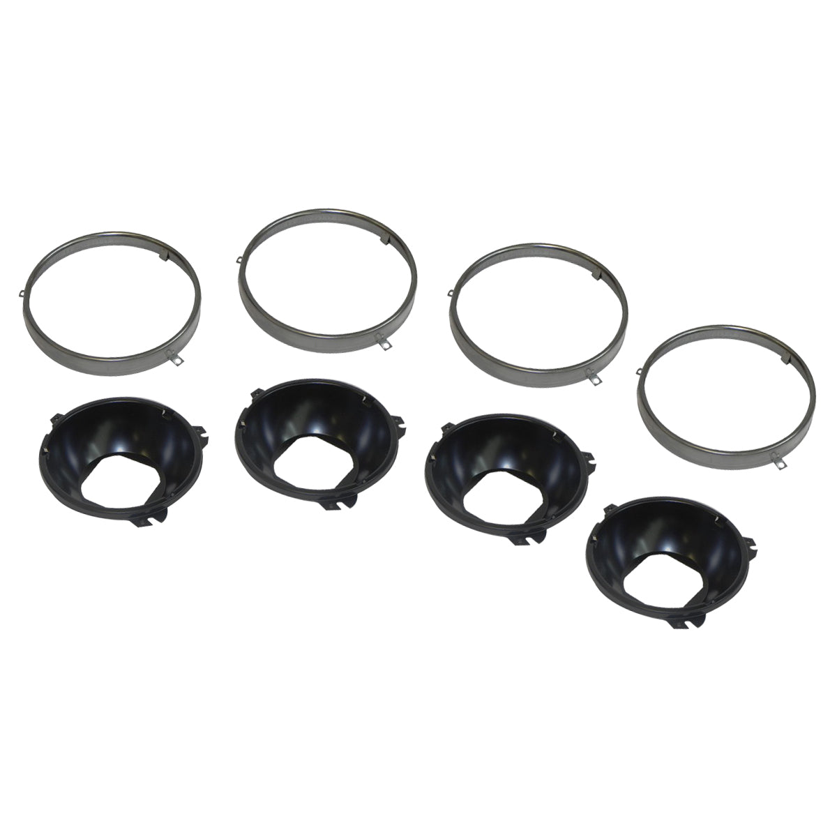 1964-72 GM 5-3/4" Headlight Buckets & Retainer Rings 8pc