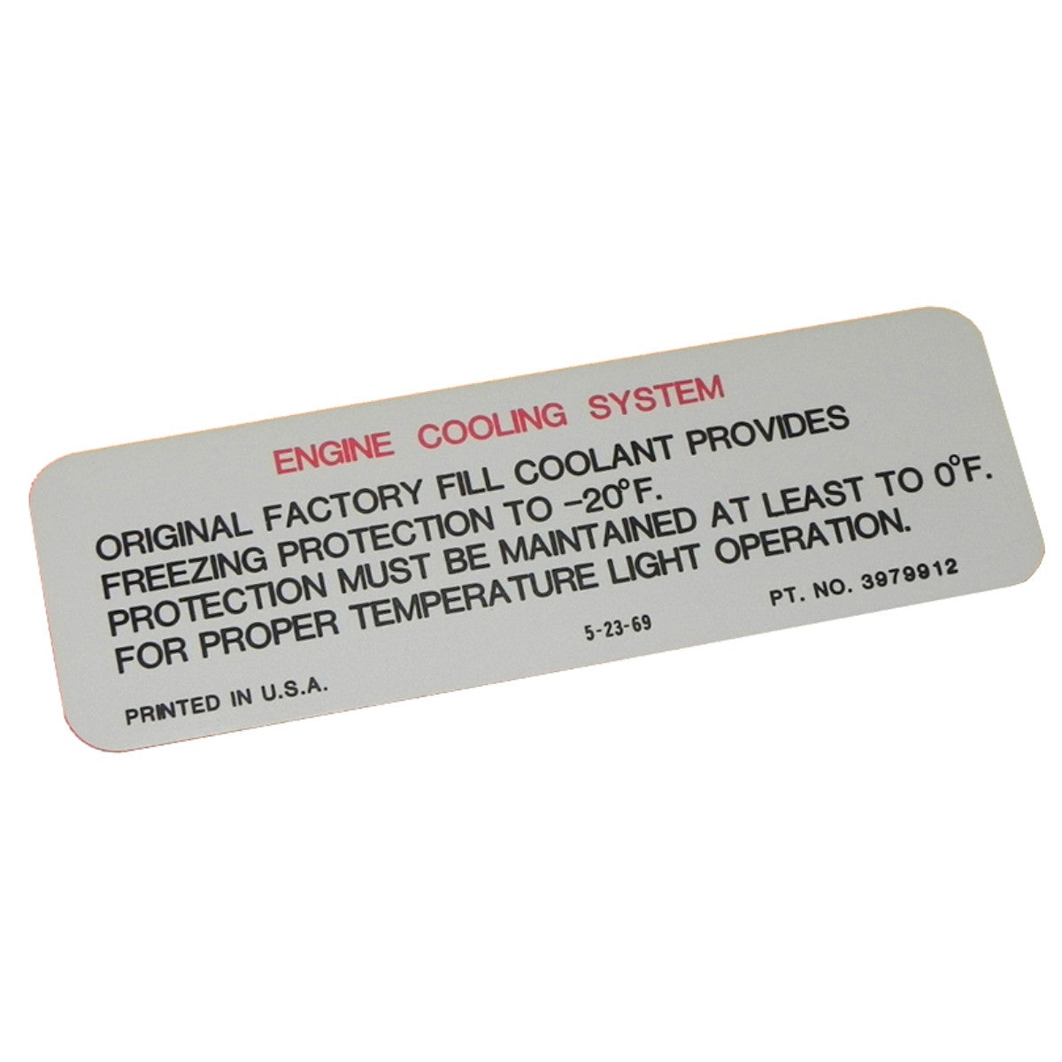 1970-72 GM Radiator Fill Decal 1pc