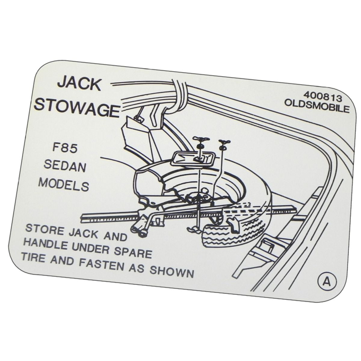 1968 Oldsmobile Cutlass Jack Stowage Trunk Decal 1pc