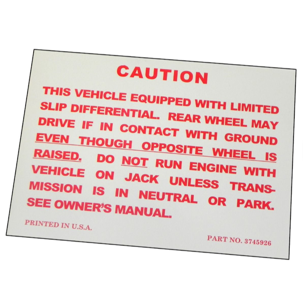 1959-71 GM Trunk Lid Posi Decal 1pc