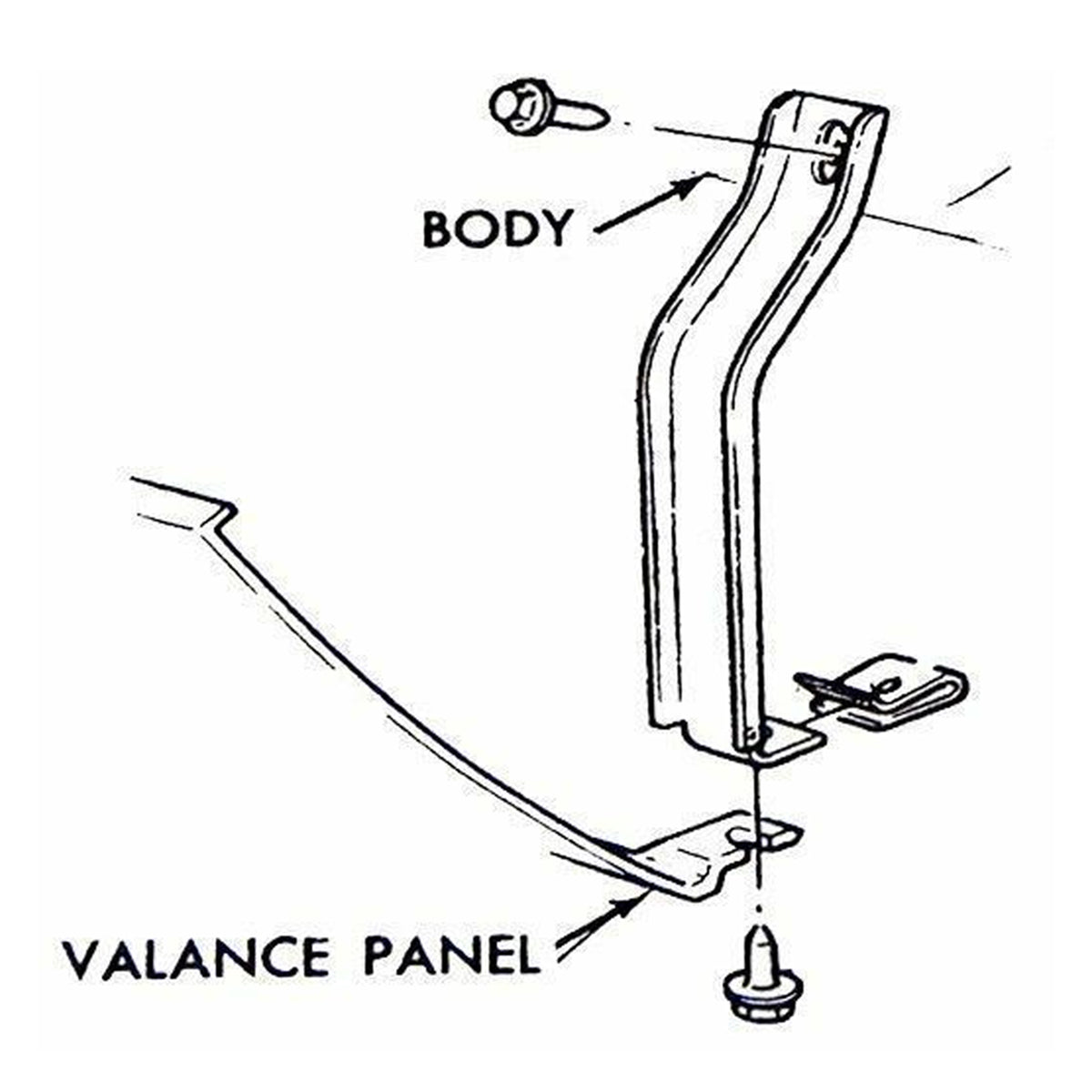 1970-72 Pontiac GTO/LeMans Rear Valance Bracket, 1pc