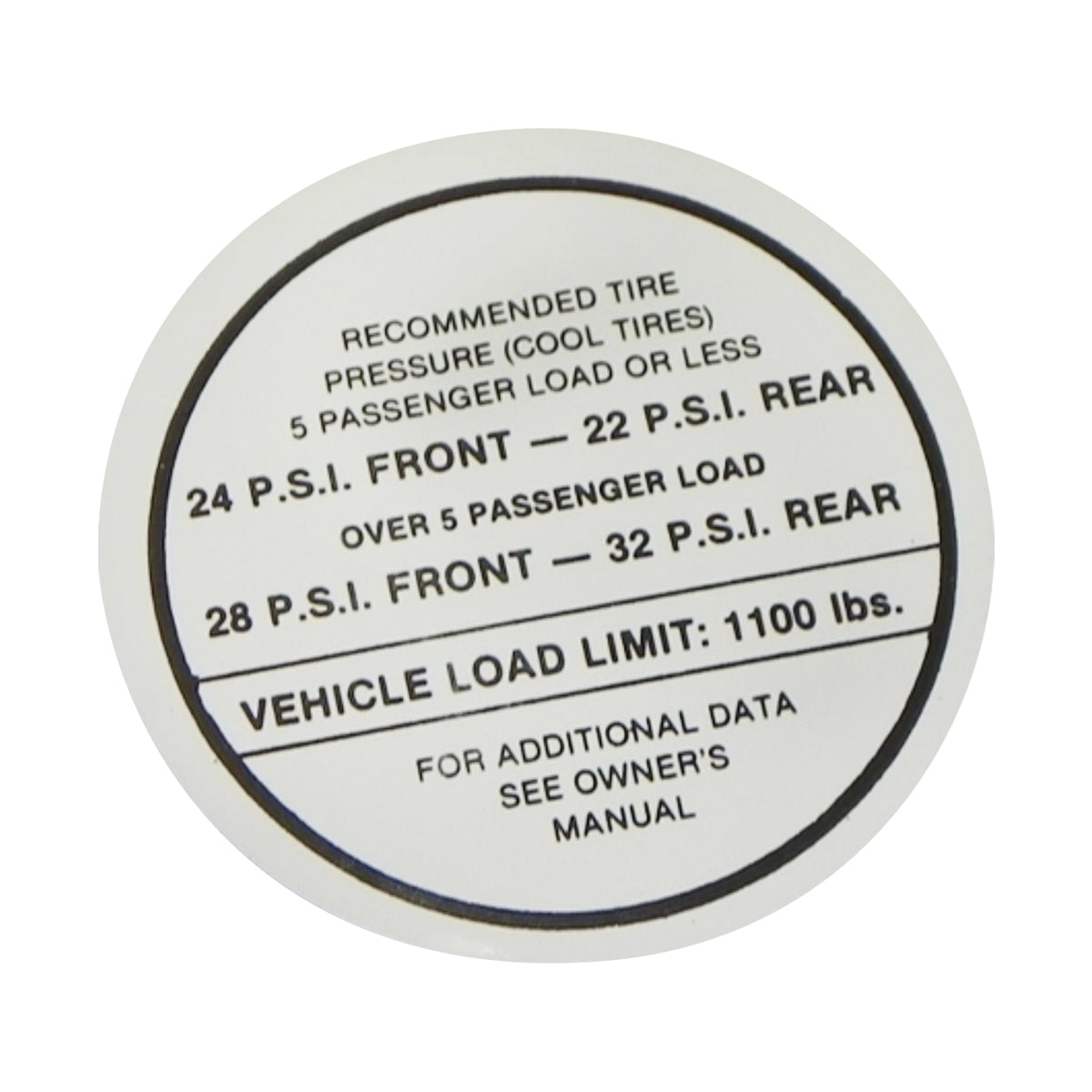 1966 Pontiac (All Models) Glove Box Tire Decal 1pc
