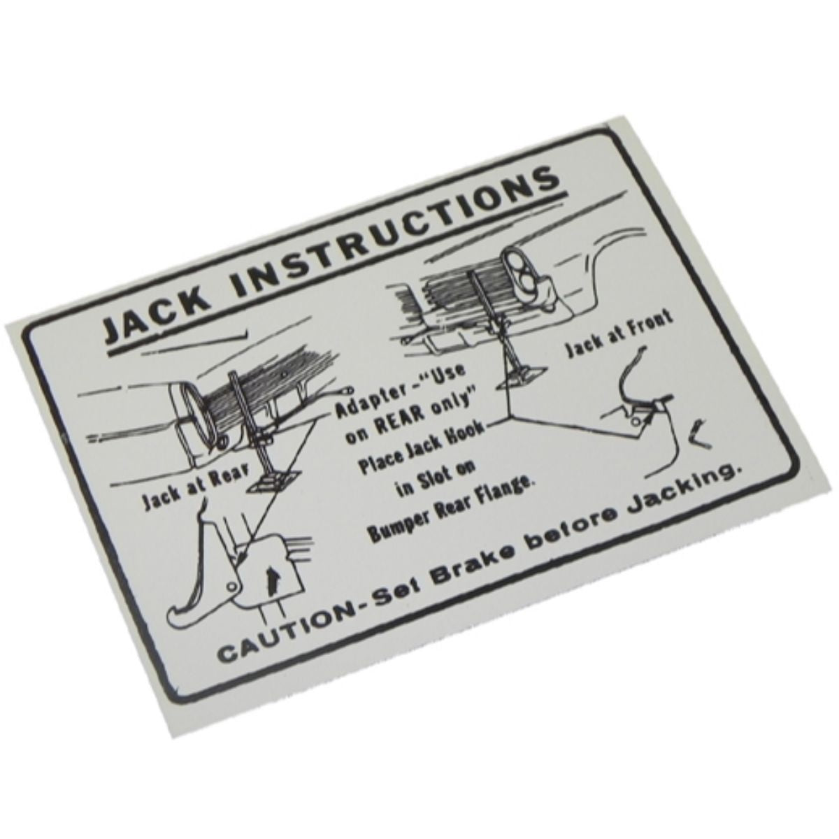 1964 Pontiac Full Size & Grand Prix Jack Instruction Decal