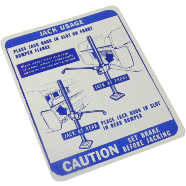 1967 Pontiac Full Size & Grand Prix Jack Instruction Decal