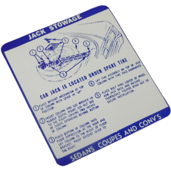 1967 Pontiac GTO Jack Stowage Decal 1pc