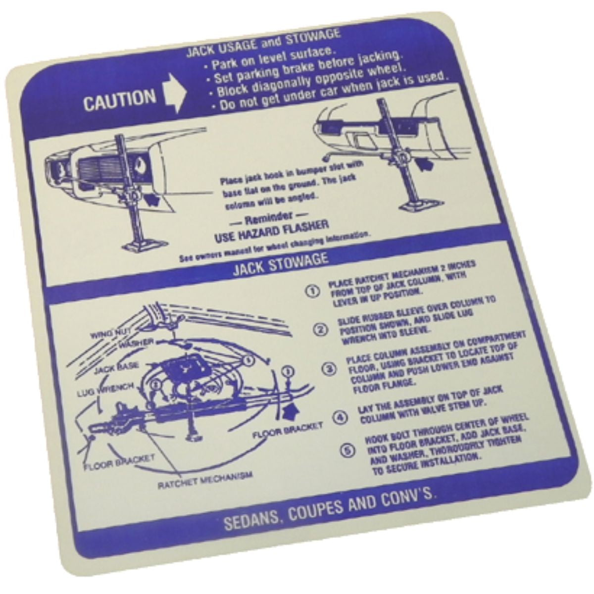 1969 Pontiac GTO Jack Stowage and Instruction 1pc
