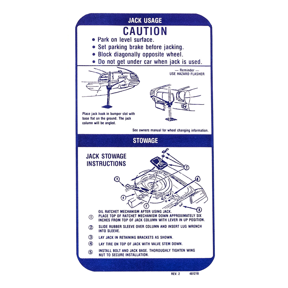 1970 Firebird Jack Instruction Decal 1pc