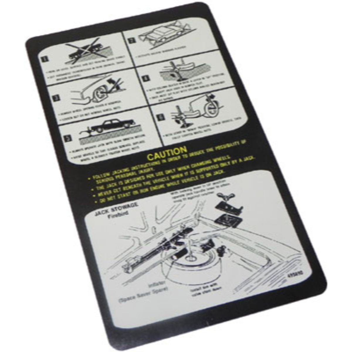1974-78 Firebird Jack Instruction Space Saver Spare Decal 1pc