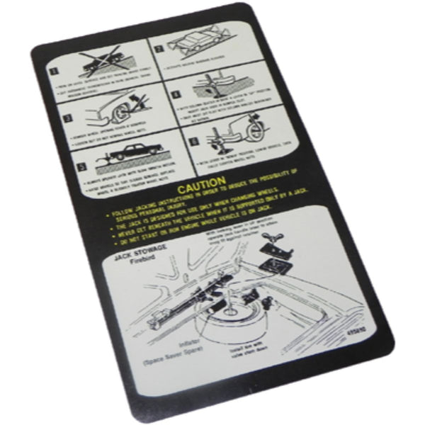 1979 Firebird Jack Instruction Space Save Spare Decal 1pc