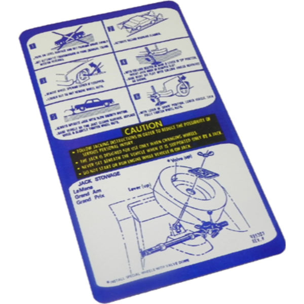 1974-77 Pontiac LeMans Jack Instruction Decal 1pc