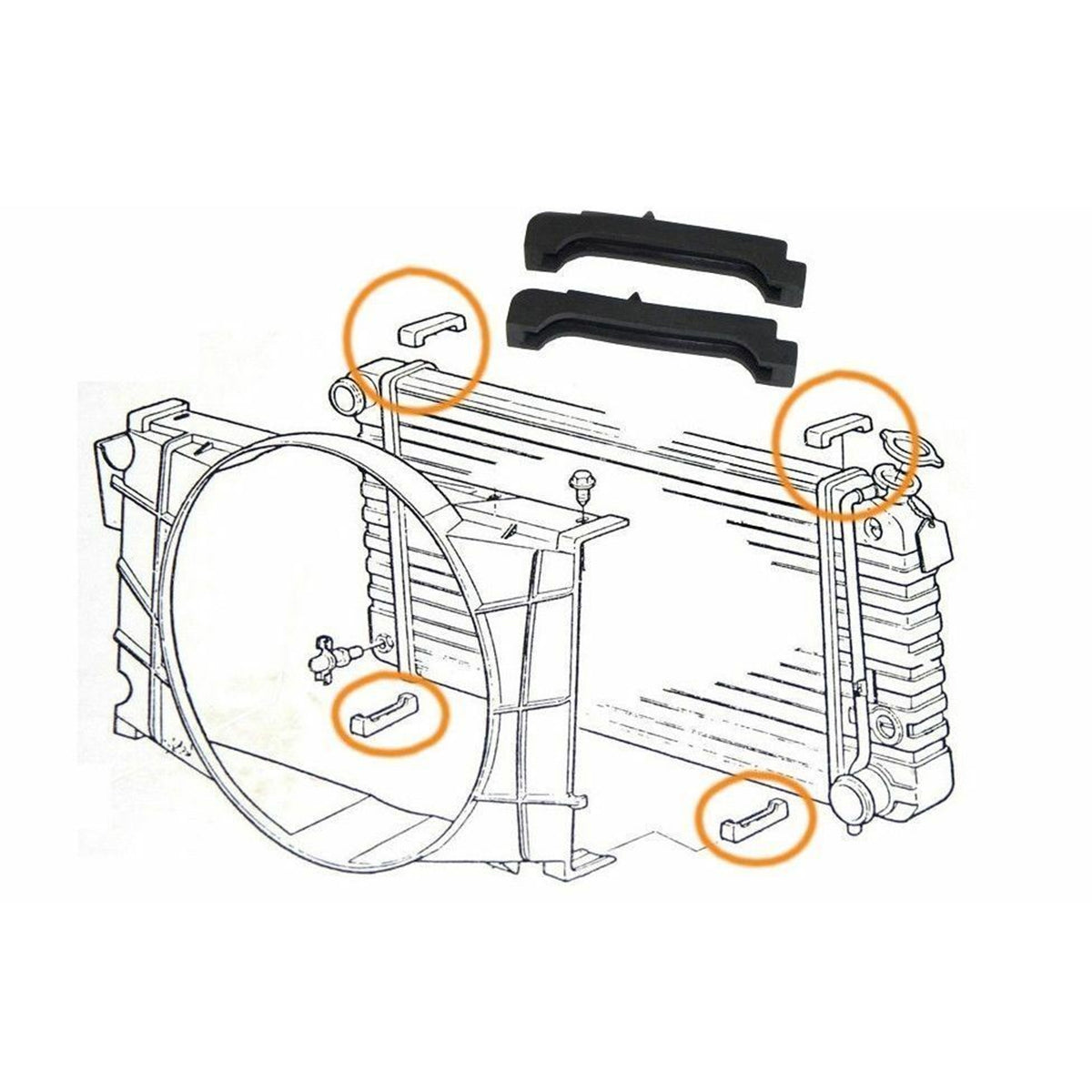 1968-1972 Chevrolet Chevelle, El Camino, Monte Carlo 4 Core Radiator Pads, Upper or Lower 2pc