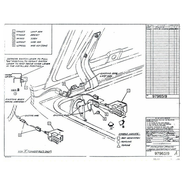 1969-72 Pontiac Oldsmobile A-Body & Full Size Car Trunk Light Option Package