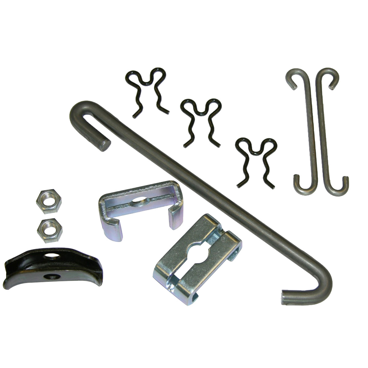 1968-1972 GM A-body GTO, 442, and GS Power Glide T350 And Manual Transmission Parking Brake Cable Hardware Kit With C Side Hooks, 11pc