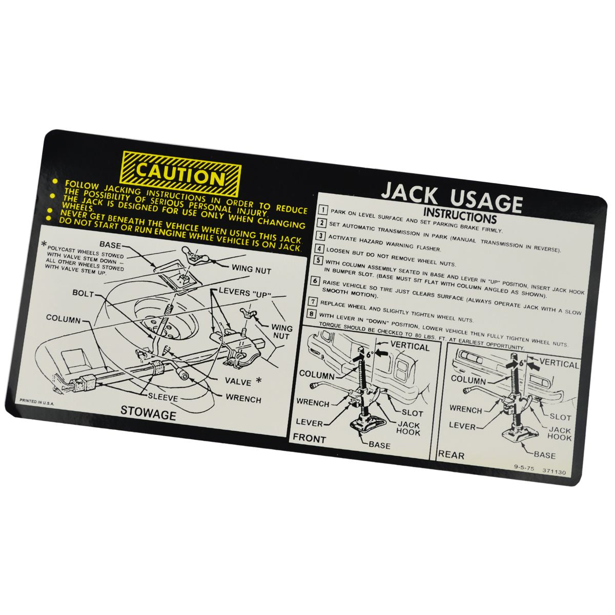 1976-77 Malibu & Monte Carlo Jacking Instructions.
