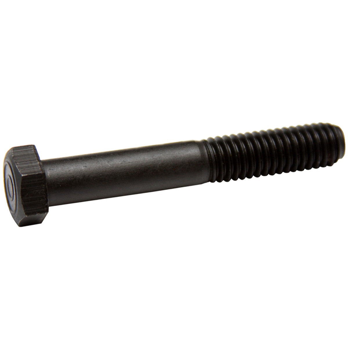 3/8" - 16 x 2.5" x 1 1/8" Thread, Grade 8 Hex Bolt, 9/16" Head.  Pontiac Exhaust Manifold Bolt. Finish: Black Phosphate & Oil.