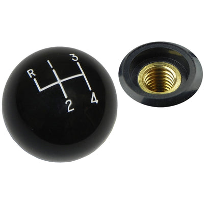 Black Hurst Gear Shift Knob, Coarse (3/8"-16) Thread, White Letters, w/o Lock Nut
