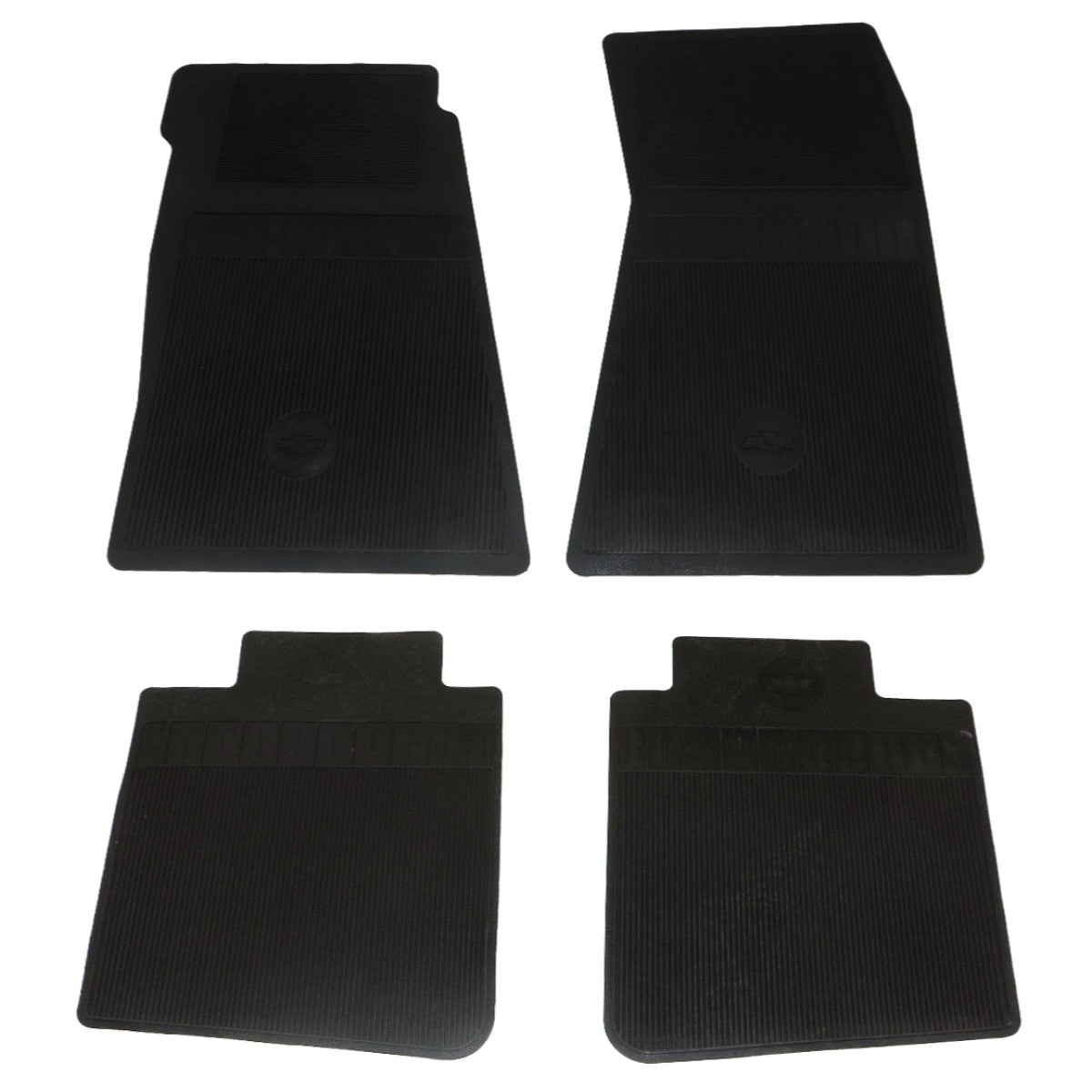 1967-74 GM F-Body X-Body Factory Rubber Floor Mats With Bow Tie Logo 4pc