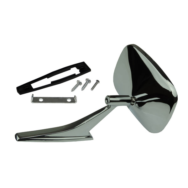 1968-73 GM Right Hand Side Mirror Rectangular Smooth Base - Includes Mounting Hardware