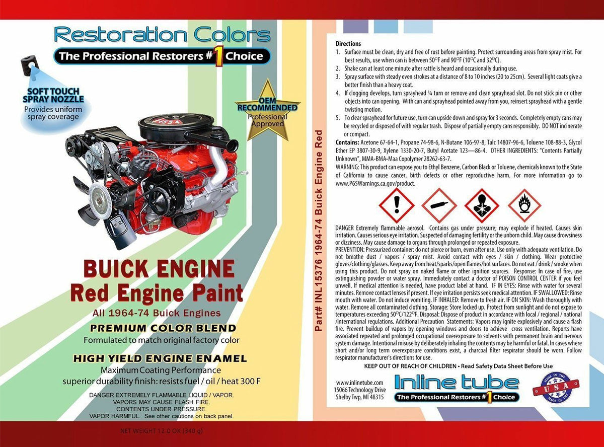 1964-1974 Buick Engine Red Spray Paint 1pc