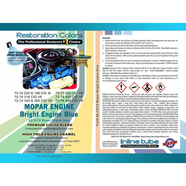 1970 - 1974 Mopar Bright Blue Engine Spray Paint 1pc