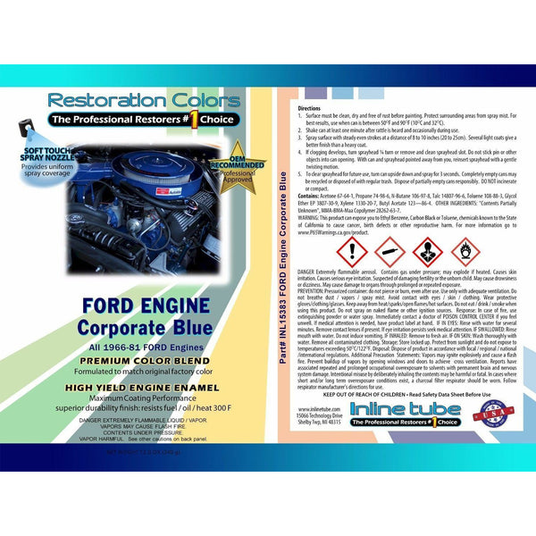 1966-81 All Ford Engine Valve Covers & Air Cleaners, Ford Corporate Blue Spray Paint Can, 1pc