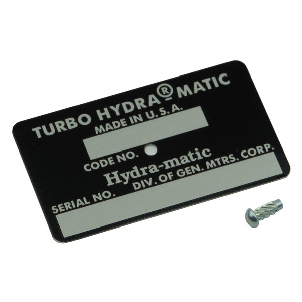 1970 Black Transmission Tag & Rivet, 2pc