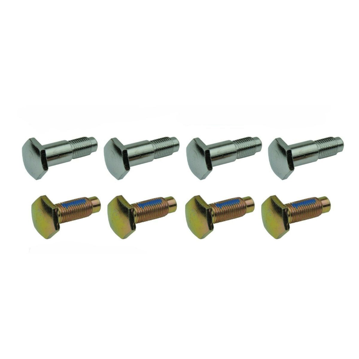 1964-66 GM Chrome Long Front Seat Belt Bolts & Gold Zinc Rear Fine Thread 8pc
