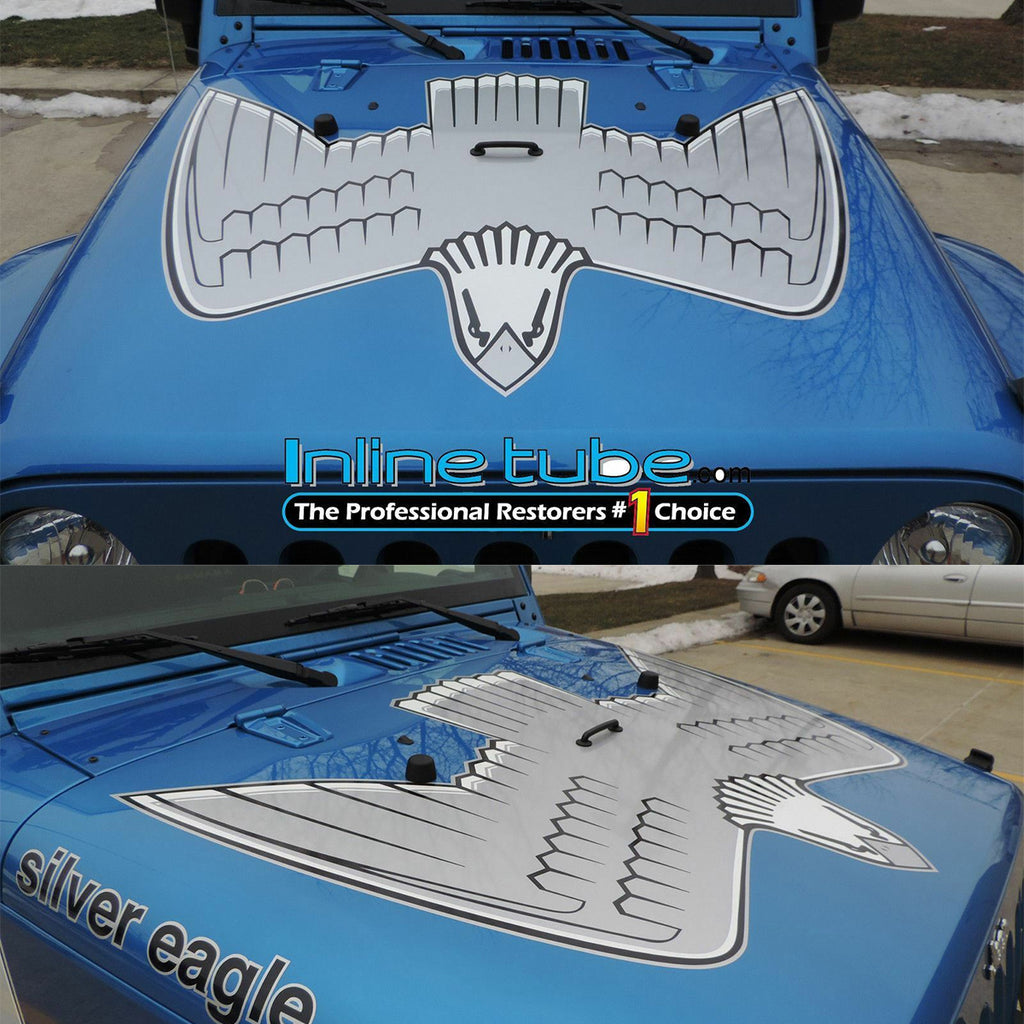 3M Hood Vinyl Graphic Decal Kit 1976-2016 Silver Eagle Jeep CJ7 YJ JK TJ Wrangler
