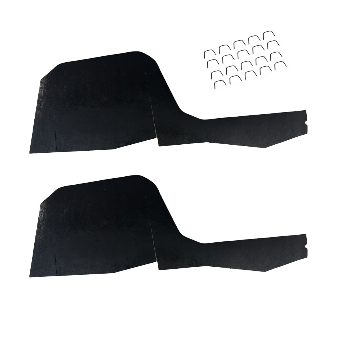 1968-72 Oldsmobile Cutlass 442 A-Arm Splash Shields With Extensions, Baffles, And Staples 2pc