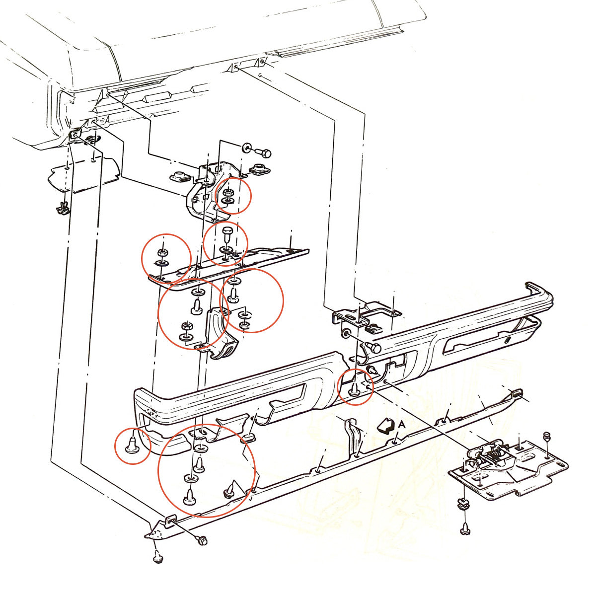 1970-72 Pontiac Lemans GTO Complete Rear Bumper Bolt Kit 54pc