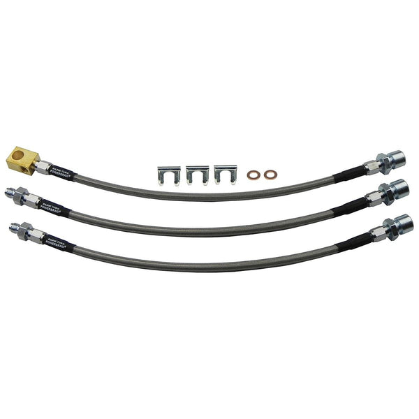 1948-54 Jeep CJ3-A Drum Brake Staniless Braided Brake Hose Kit 3pc