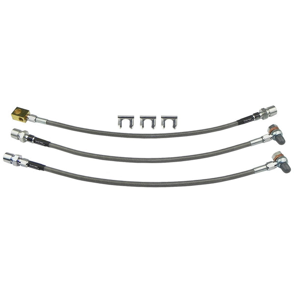 1982-86 Jeep CJ5 CJ7 & Scrambler Stainless Braided Brake Hose Kit For 3"-5" Lifts 3pc