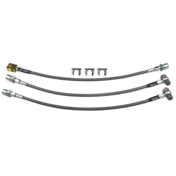 1977-81 Jeep CJ5 CJ7 Front Disc Stainless Braided Brake Hose Kit 3pc