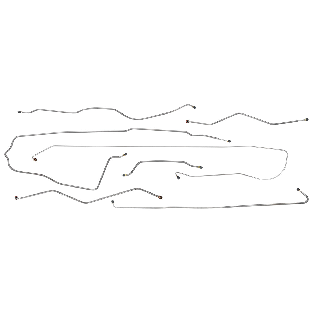 1974-75 Jeep CJ-5 Dana 44 Front Axle Manual Drum Complete Brake Line Kit 7pc, OE Steel