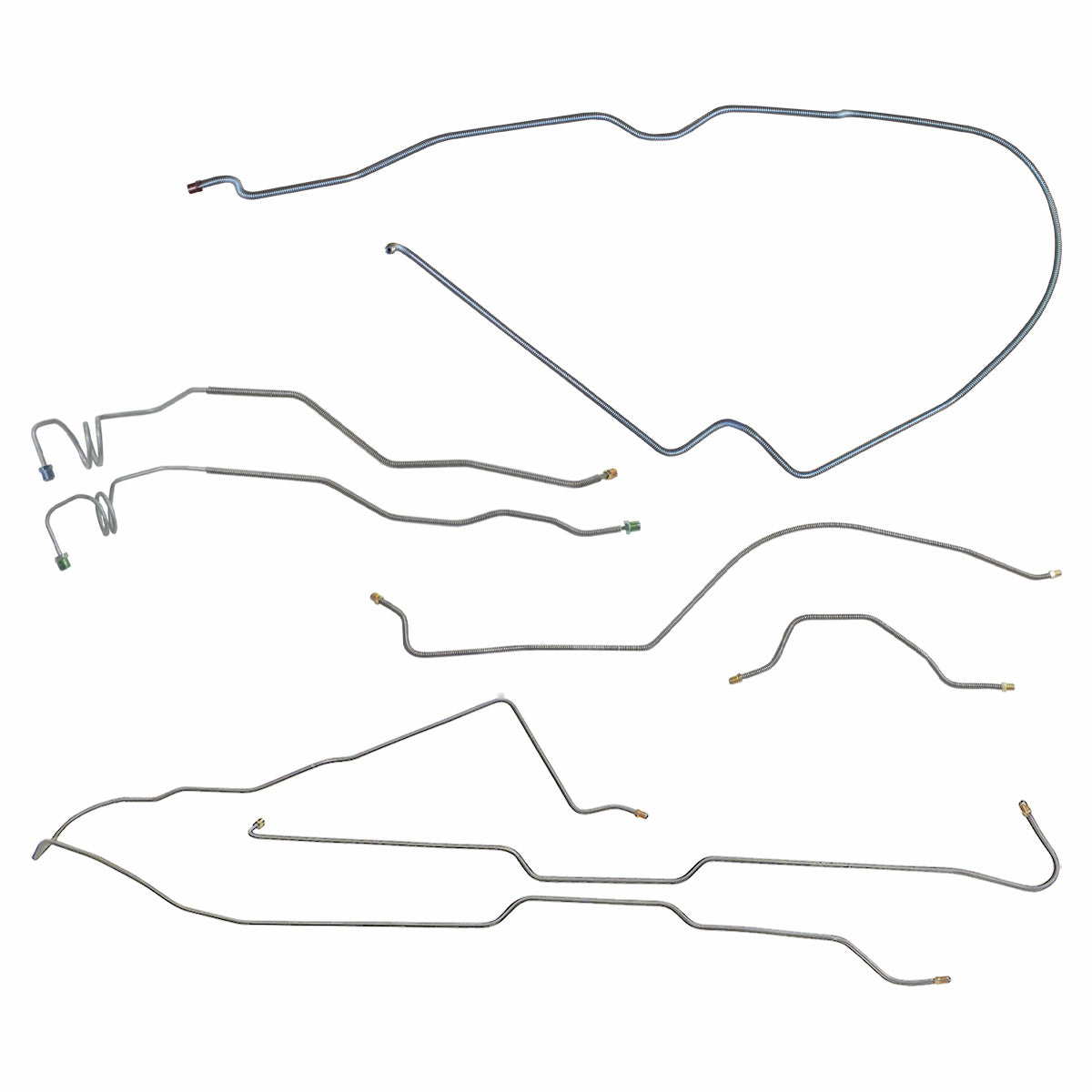 1976-Early 1977 Jeep CJ-7 w/AMC 20 Narrow Axle w/MT (Early 3/16" M/C Lines) Standard Brake Line Kit 7pc, OE Steel