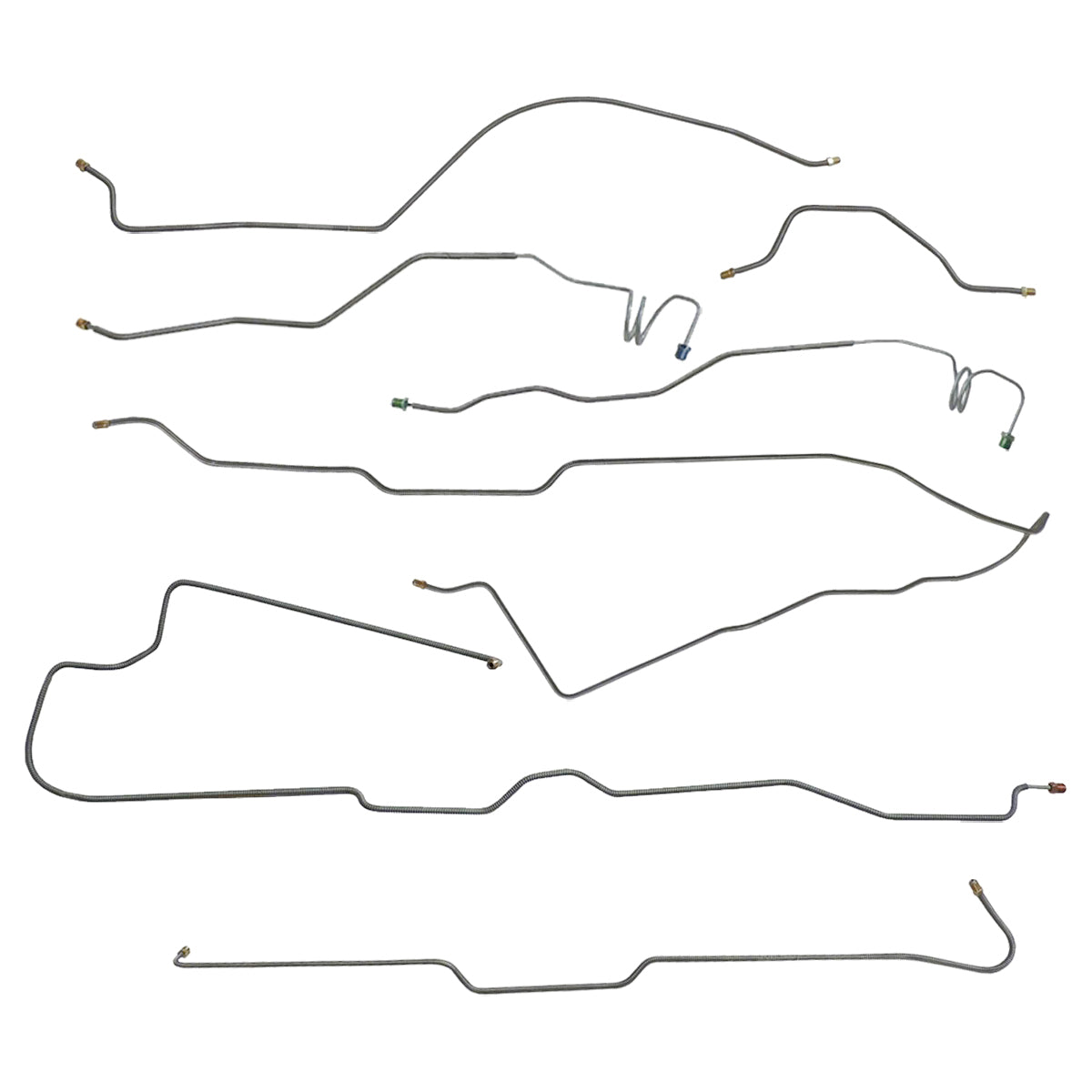 1976-Early 1977 Jeep CJ-5 AMC 20 Narrow Axle (Early 3/16" M/C Lines) Standard Brake Line Kit 7pc, OE Steel