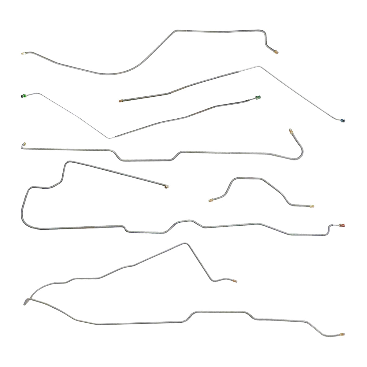 1976-77 Jeep CJ-5 w/AMC 20 Narrow Axle Power Drum Brake Line Kit 7pc, OE Steel