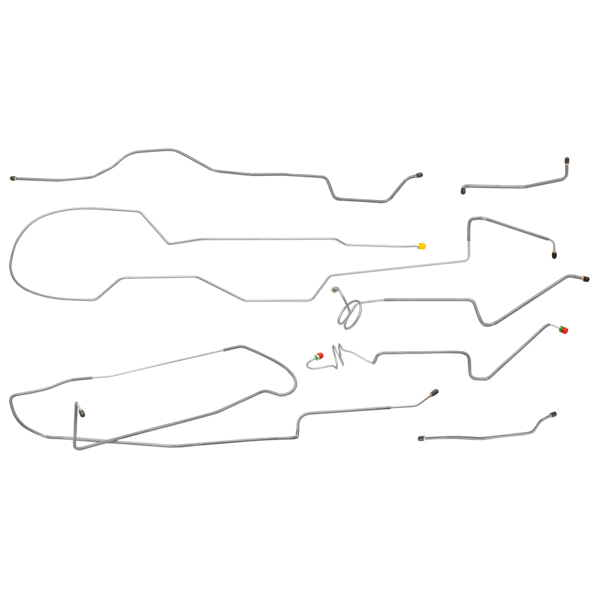 1974-79 Jeep J-10 Std. Cab Longbed Dana 44 Axle Brake Line Kit 7pc, OE Steel