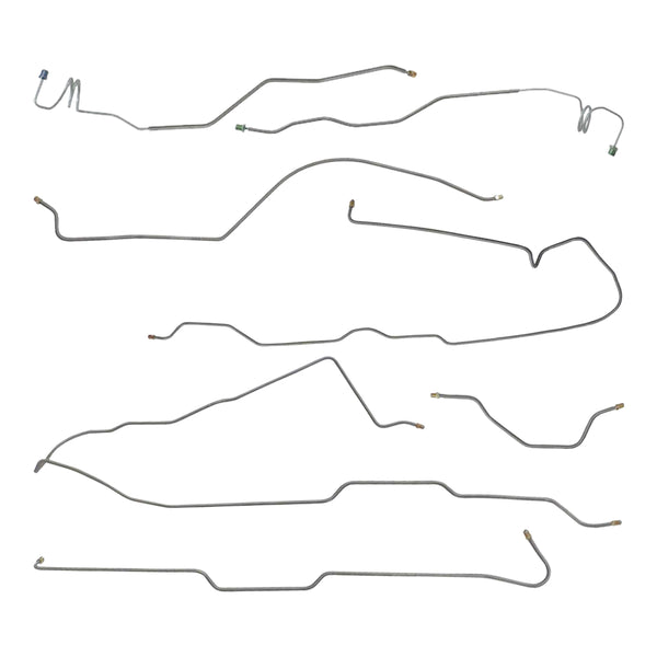 1976-Early 1977 Jeep CJ-7 Complete Manual Disc Brake Line Kit 7pc, Narrow 20, Manual Trans, 3/16" And 1/4" Master Lines OE Steel