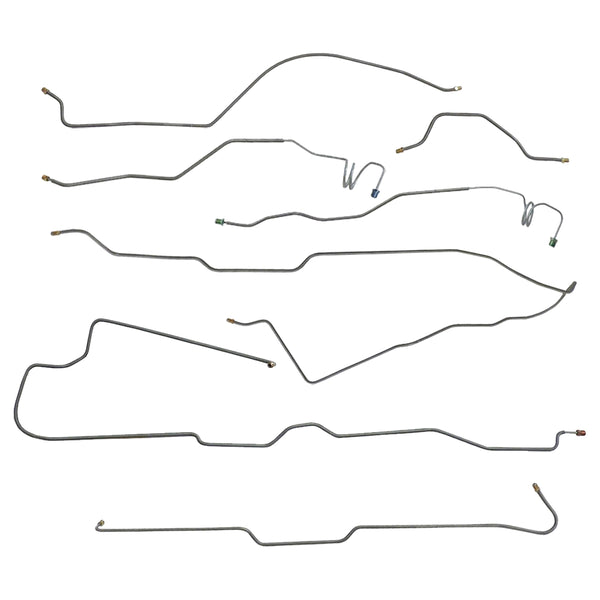 1976- Early 77 Jeep CJ-5 Complete Manual Disc Brake Line Kit Narrow Model 20 3/16" Master Lines 7pc OE Steel