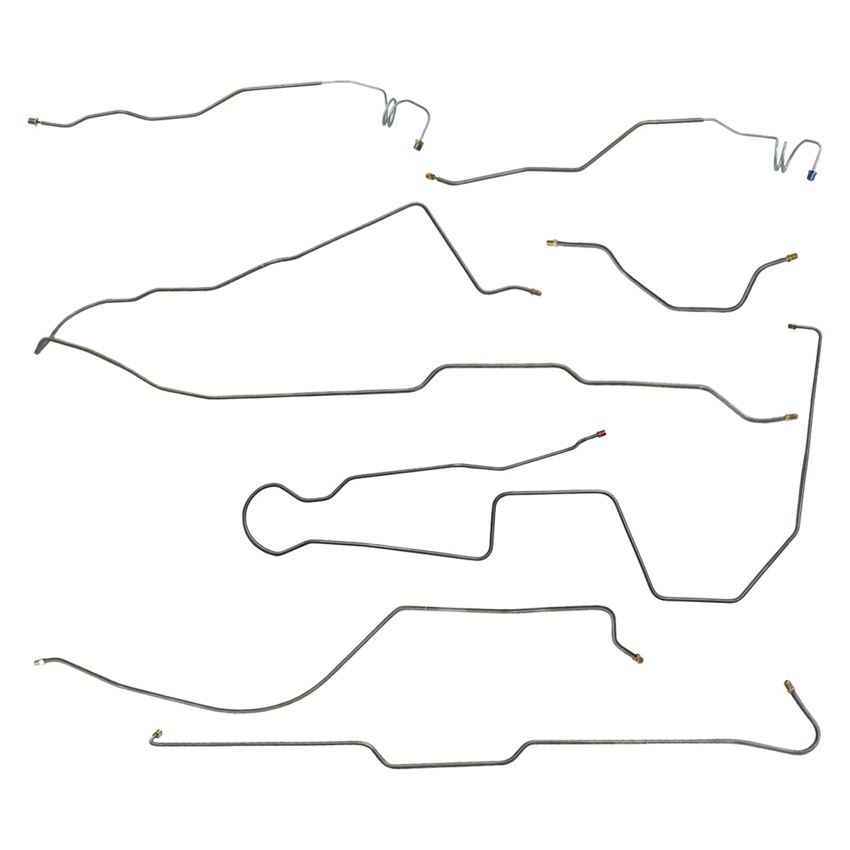 1980-82 Jeep CJ-5 AMC 20 Narrow Axle Complete Standard Brake Line Kit 7pc, OE Steel