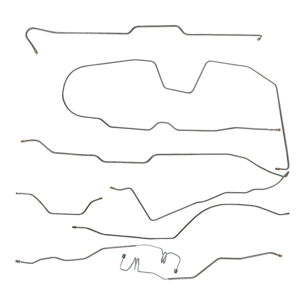 1981-82 Jeep CJ-8 AMC 20 Wide Axle Complete Manual Brake Line Kit 7pc, OE Steel