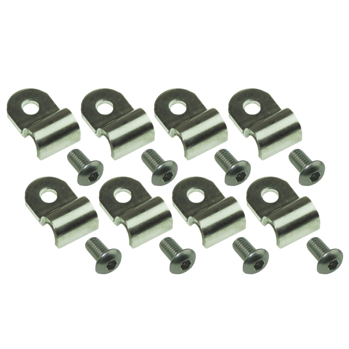 Brake and Fuel Line Clamp, Street Rod Clip Single 1/4" Tube Stainless .600 Wide .200 Hole, 16pc