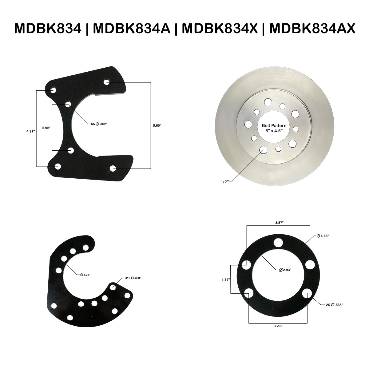 Mopar Rear Disc Conversion Kit w/Standard Rotors w/E-Brake Cable Brackets (Cables Sold Separately)
