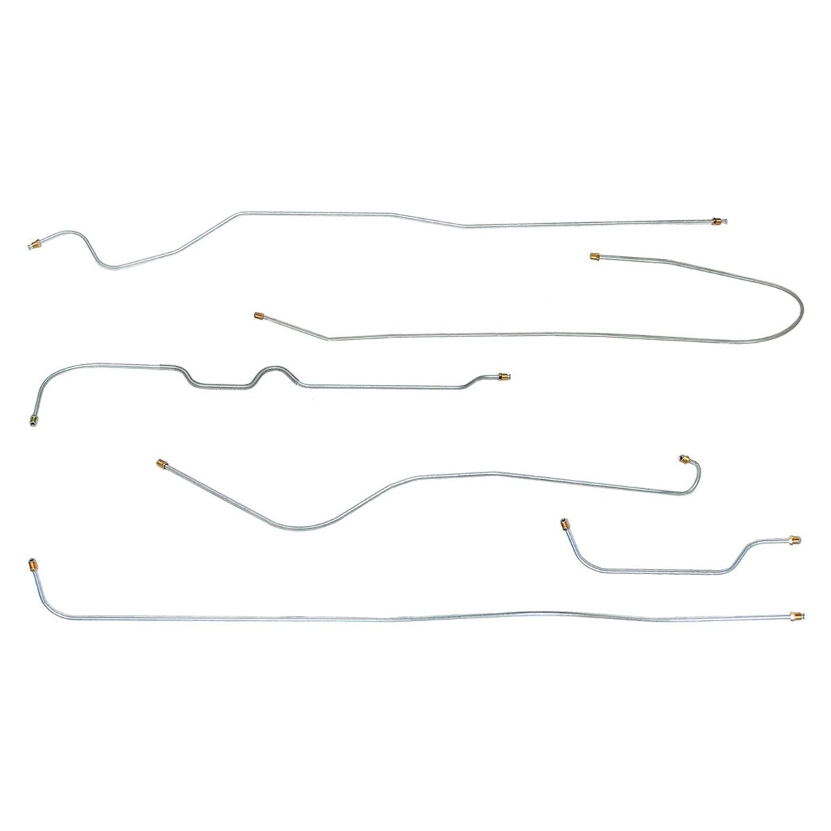 1966 Mercury Cyclone Power Drum Brake Line Kit 7pc, OE Steel