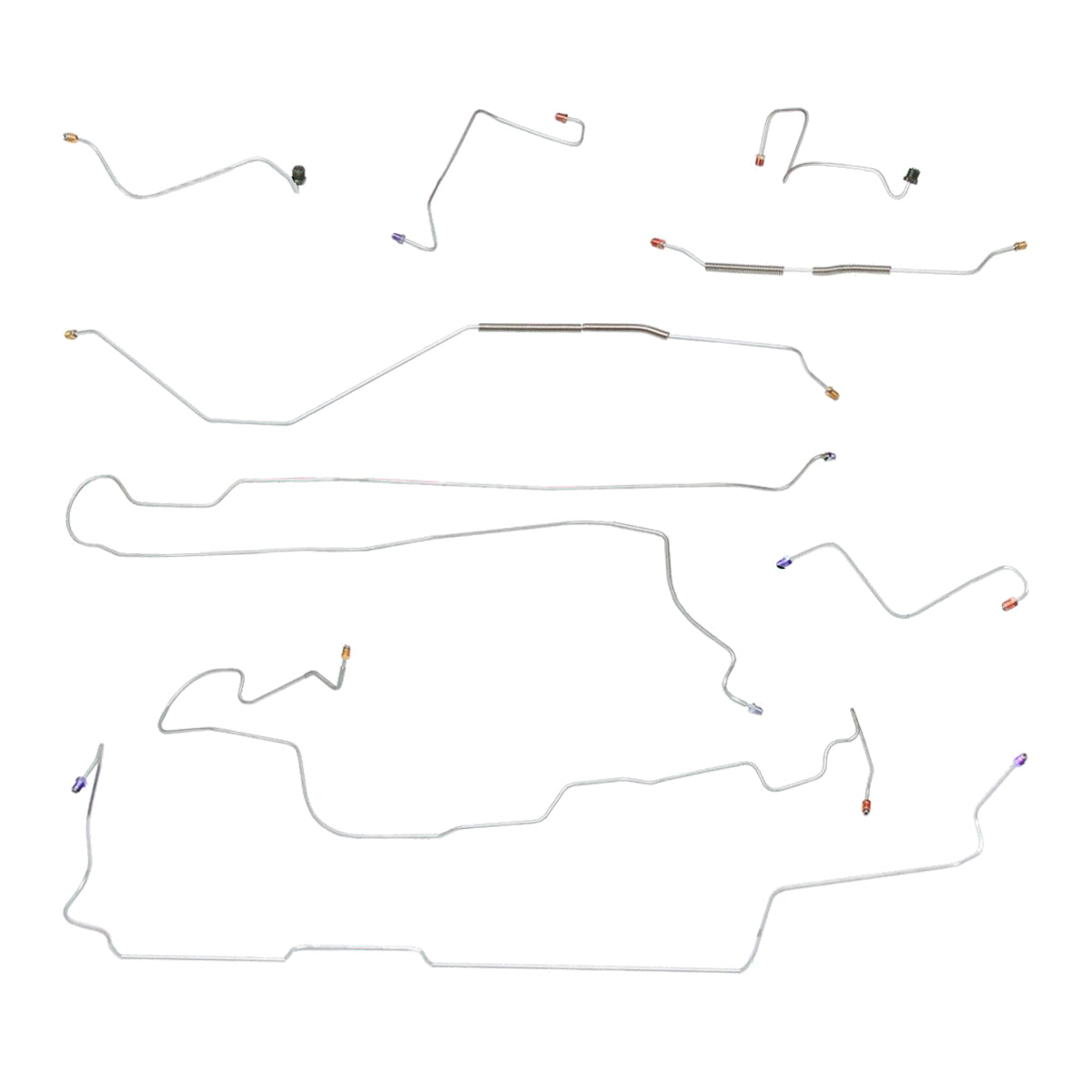 1970-71 Mercury Cyclone/Montego Manual Drum Brake Line Kit 9pc, OE Steel