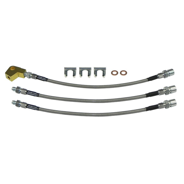 1970-74 Dodge Challenger Plymouth Cuda Front Disc Brakes Stainless Braided Brake Hose Kit 3pc