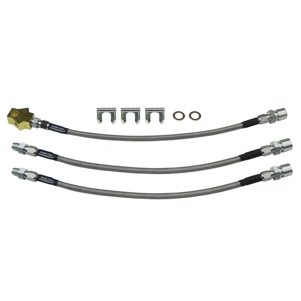 1966-69 Dodge Charger Plymouth Satelliete Drum Brakes 8-3/4 Axle Stainless Braided Brake Hose Ki 3pc