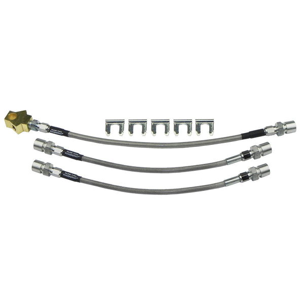 1963-64 Dodge Dart Plymouth Valiant Drum Brake Stainless Braided Brake Hose Kit 3pc